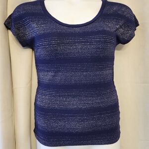 XS Ladies Short Sleeve Metallic Stripe Tee